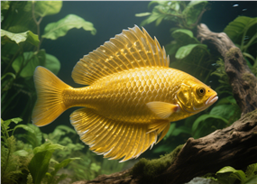 水族馆金色观赏鱼摄影图片